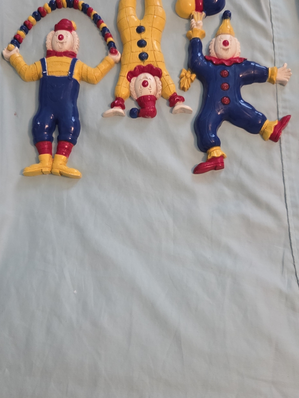 Home Interiors Clown Wall Trio in Blue, Yellow & Red